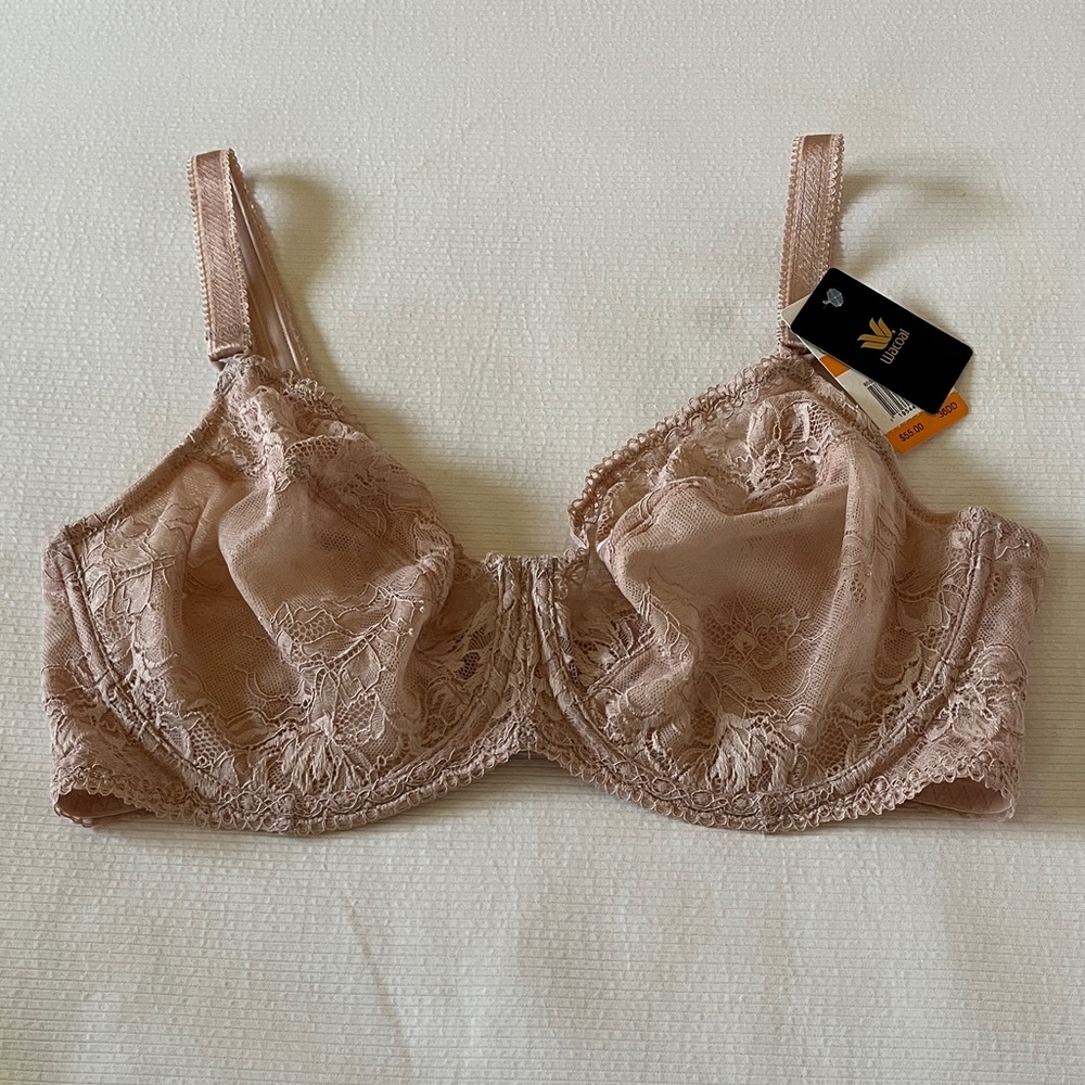 New WACOAL Lace Underwire Bra in Blush Pink Lace, Style 855297, 36DD, NWT